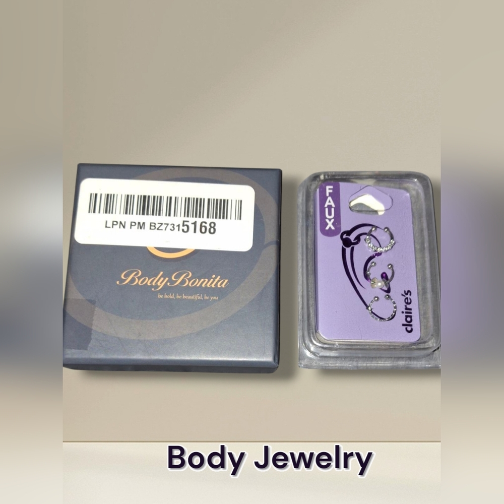 Nose rings and Faux Ear stud Cuffs Body Bonita and Claires Gold and Silvertone